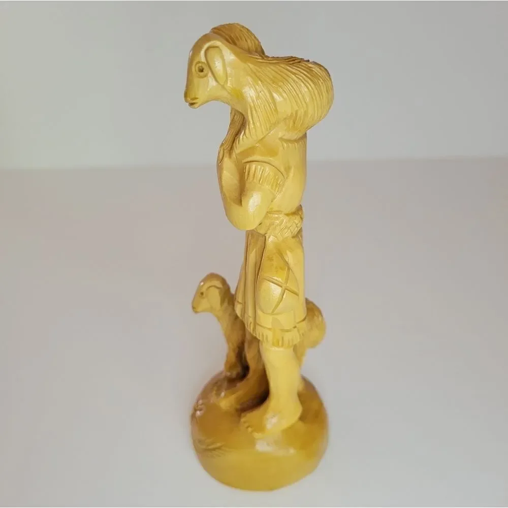 The Good Shepherd Hand Carved Olive Wood Statue